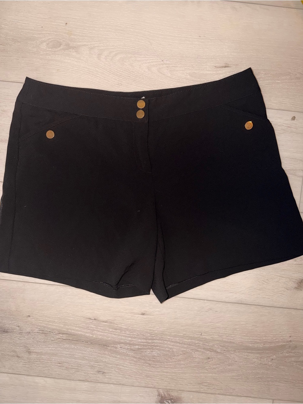 Cache Black High-Waist Shorts with Gold Buttons